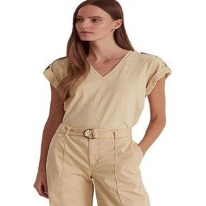LAUREN RALPH LAUREN Slub Jersey Roll-Tab-Sleeve T-Shirt